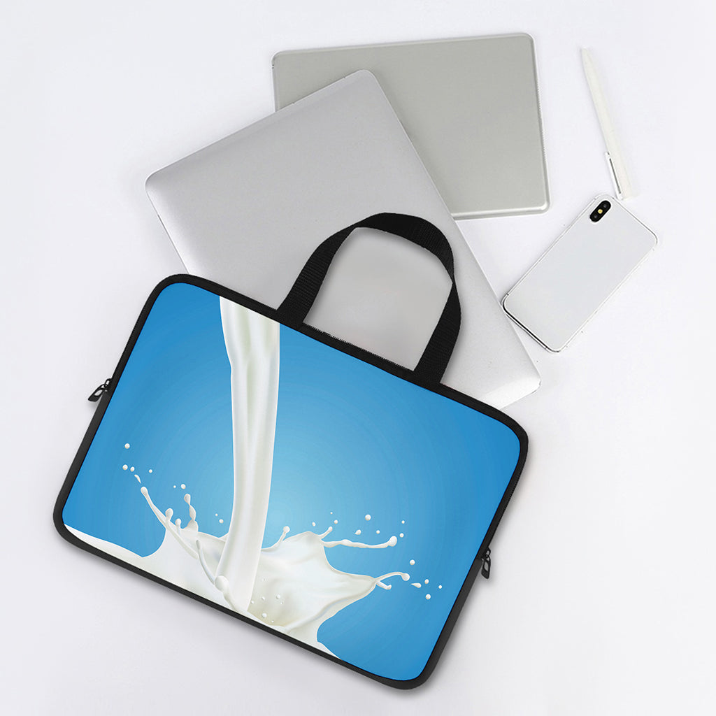 Milk Splash Print Laptop Sleeve With Handle