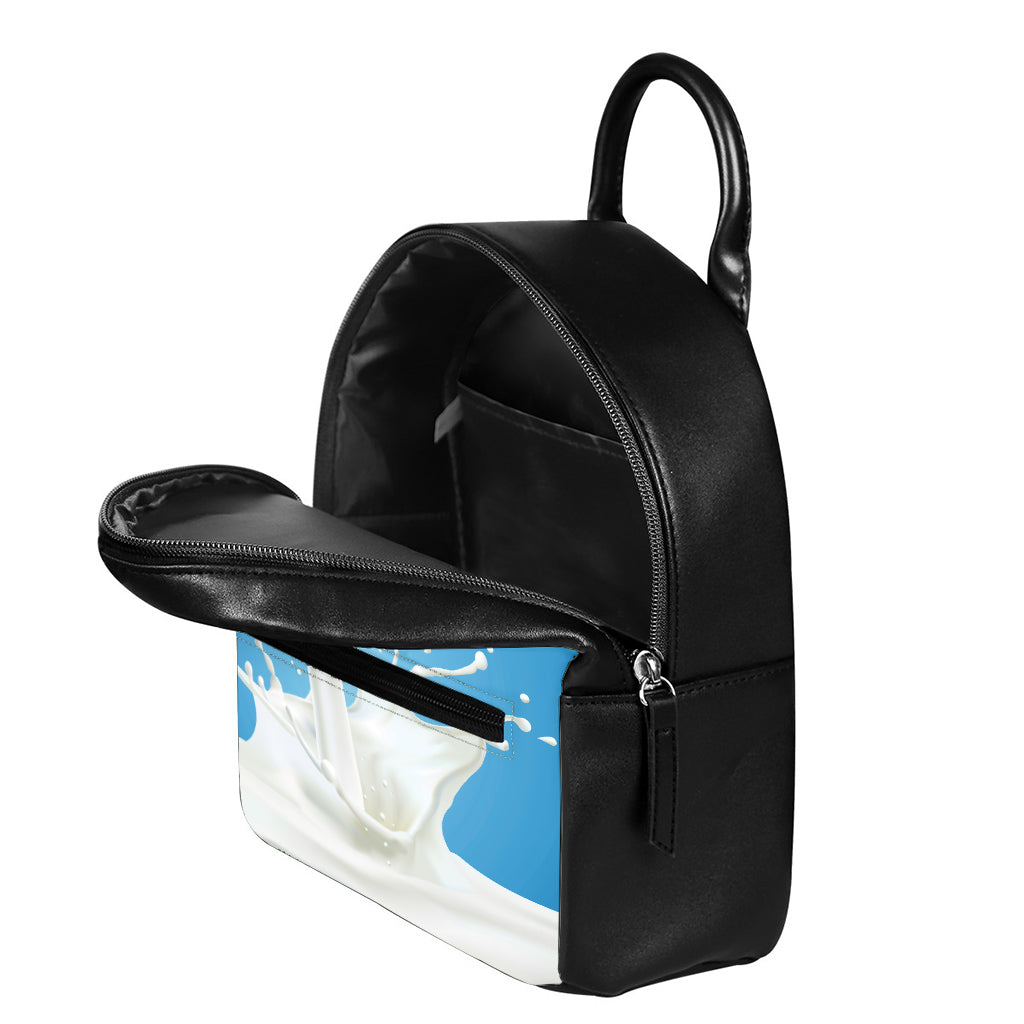 Milk Splash Print Leather Backpack