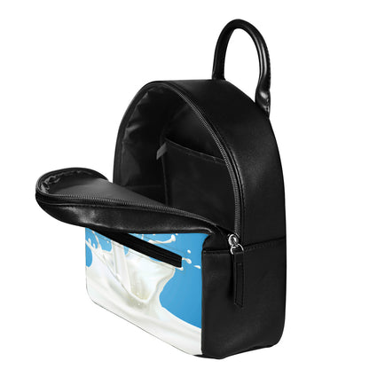 Milk Splash Print Leather Backpack
