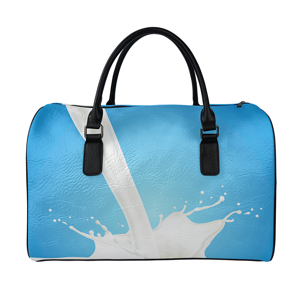 Milk Splash Print Leather Duffle Bag