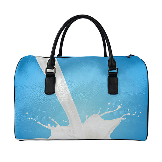 Milk Splash Print Leather Duffle Bag