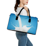 Milk Splash Print Leather Duffle Bag