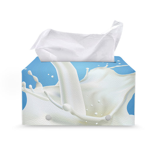 Milk Splash Print Leather Tissue Box Cover