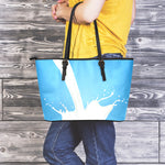 Milk Splash Print Leather Tote Bag