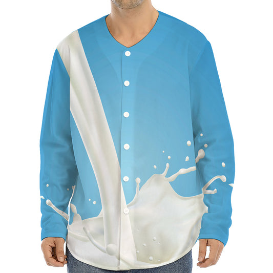 Milk Splash Print Long Sleeve Baseball Jersey