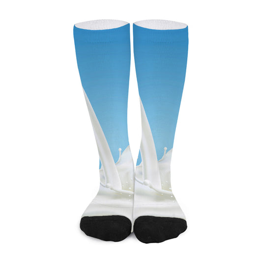 Milk Splash Print Long Socks