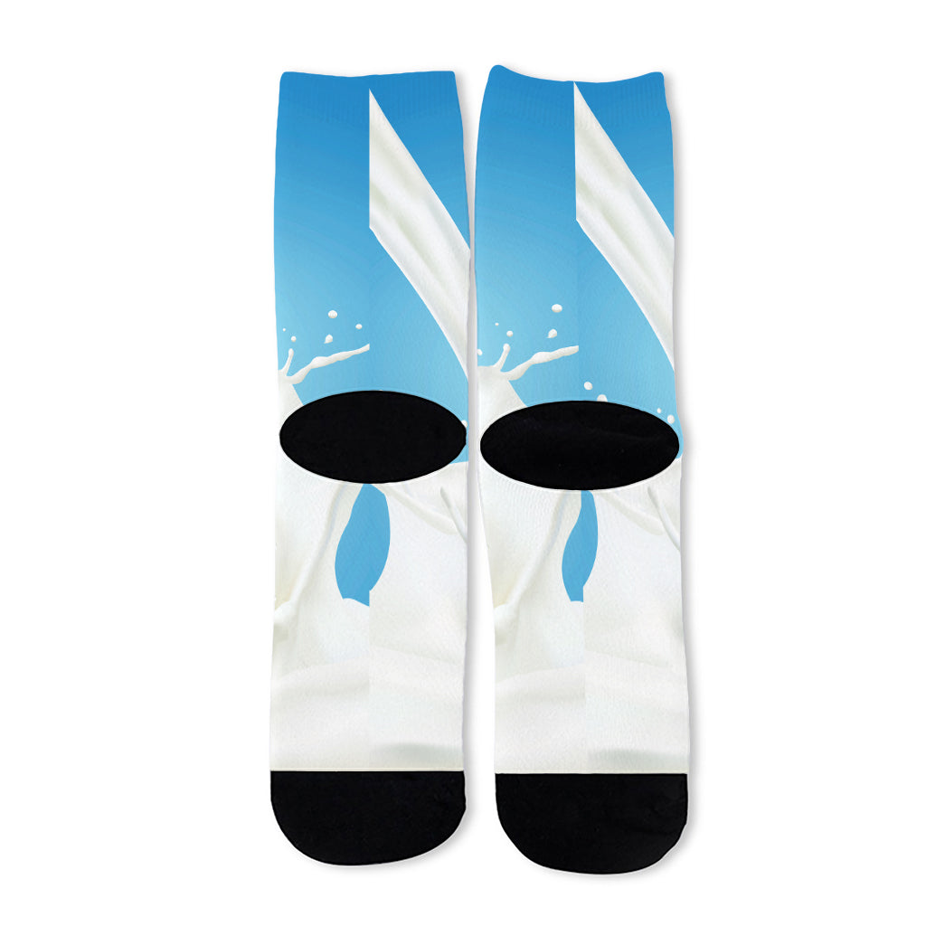 Milk Splash Print Long Socks