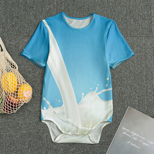 Milk Splash Print Men's Bodysuit