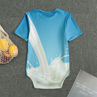 Milk Splash Print Men's Bodysuit