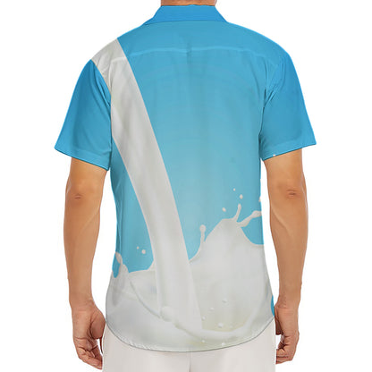 Milk Splash Print Men's Deep V-Neck Shirt