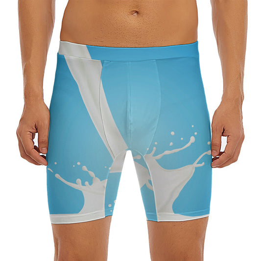 Milk Splash Print Men's Long Boxer Briefs