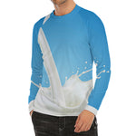 Milk Splash Print Men's Long Sleeve Rash Guard