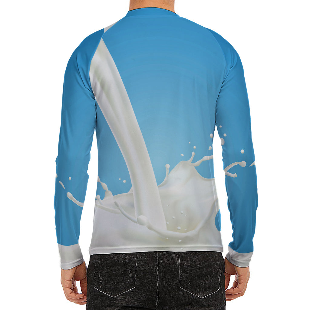 Milk Splash Print Men's Long Sleeve Rash Guard