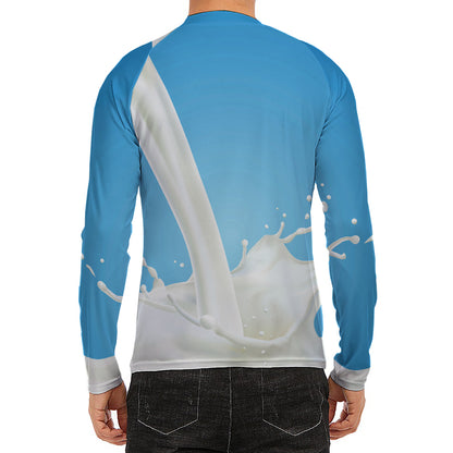 Milk Splash Print Men's Long Sleeve Rash Guard