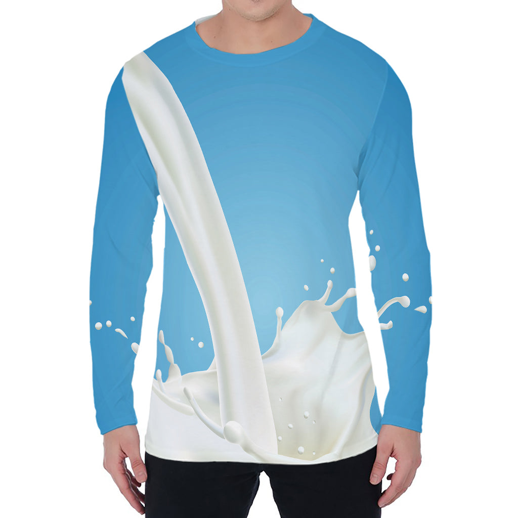 Milk Splash Print Men's Long Sleeve T-Shirt
