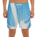 Milk Splash Print Men's Split Running Shorts