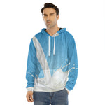 Milk Splash Print Men's Velvet Pullover Hoodie