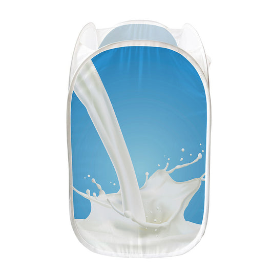 Milk Splash Print Mesh Laundry Hamper