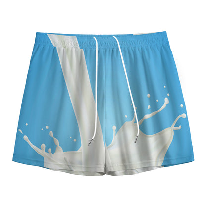 Milk Splash Print Mesh Shorts