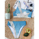 Milk Splash Print One Shoulder Bikini Top