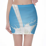 Milk Splash Print Pencil Mini Skirt