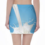 Milk Splash Print Pencil Mini Skirt
