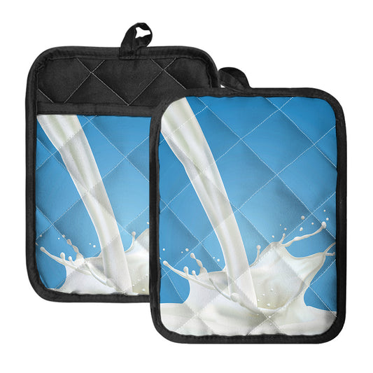 Milk Splash Print Pot Holders With Pocket
