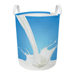 Milk Splash Print Round Laundry Basket