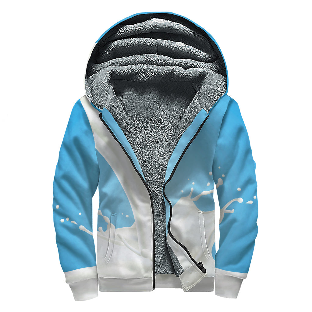 Milk Splash Print Sherpa Lined Zip Up Hoodie