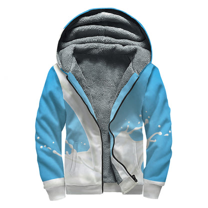 Milk Splash Print Sherpa Lined Zip Up Hoodie