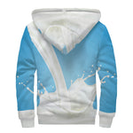 Milk Splash Print Sherpa Lined Zip Up Hoodie