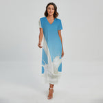 Milk Splash Print Short Sleeve Maxi Dress