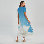 Milk Splash Print Short Sleeve Maxi Dress