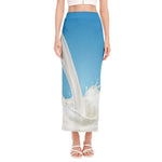 Milk Splash Print Side Slit Maxi Skirt