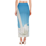 Milk Splash Print Side Slit Maxi Skirt