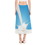 Milk Splash Print Side Slit Midi Skirt