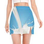 Milk Splash Print Side Slit Mini Skirt