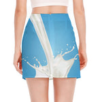 Milk Splash Print Side Slit Mini Skirt
