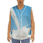 Milk Splash Print Sleeveless Baseball Jersey