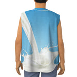 Milk Splash Print Sleeveless Baseball Jersey
