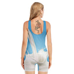 Milk Splash Print Sleeveless One Piece Swimsuit