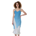 Milk Splash Print Slim Fit Midi Cami Dress