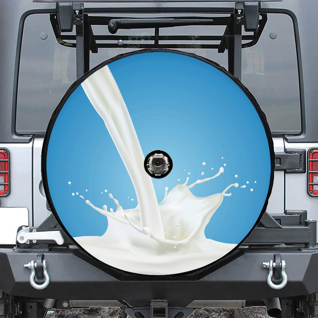 Milk Splash Print Tire Cover With Camera Hole