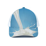 Milk Splash Print White Mesh Trucker Cap