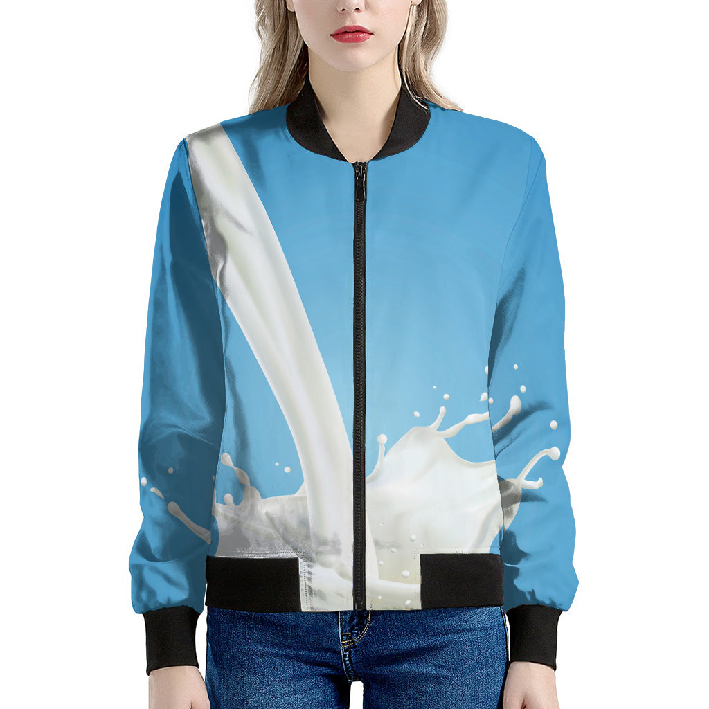 Milk Splash Print Women's Bomber Jacket