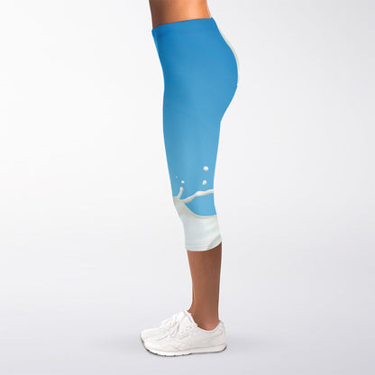 Milk Splash Print Women's Capri Leggings
