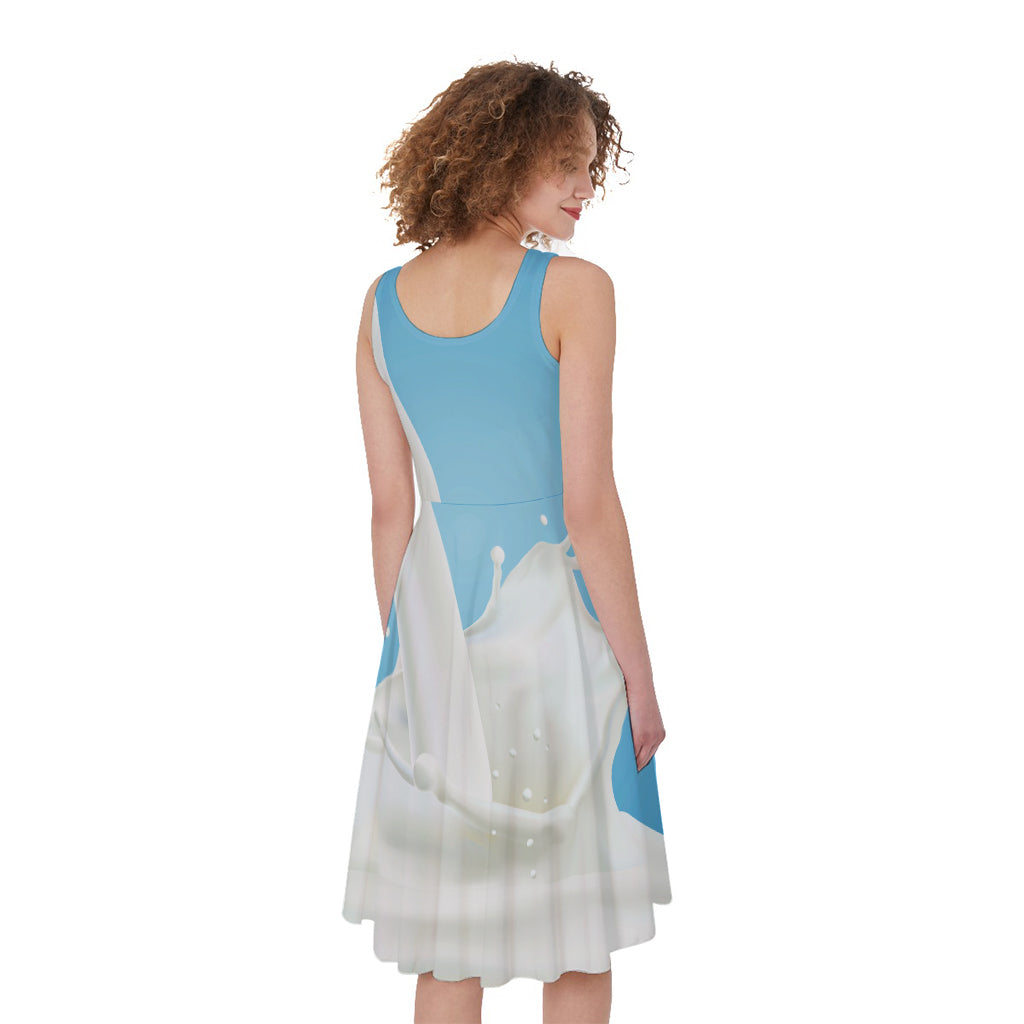 Milk Splash Print Women's Sleeveless Dress