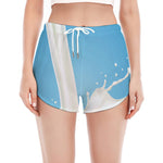Milk Splash Print Women's Split Running Shorts