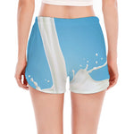 Milk Splash Print Women's Split Running Shorts
