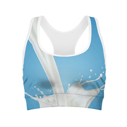 Milk Splash Print Women's Sports Bra